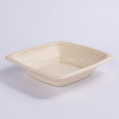 16oz White Biodegradable Bagasse Square Bowl 500ml Disposable degradable bagasse