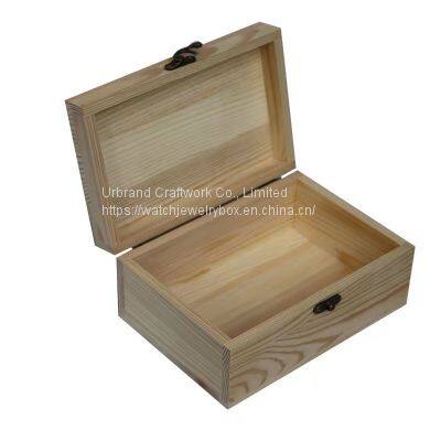 Solid wood  storage box flip tea box antique hinge buckle cover jewelry box