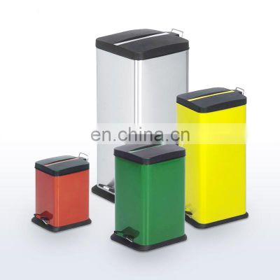 Colorful Waste Bin with Stainless Steel Body and  Plastic Cover Square Shape Waste Bin  Different Capacity Kitchen Waste Bin