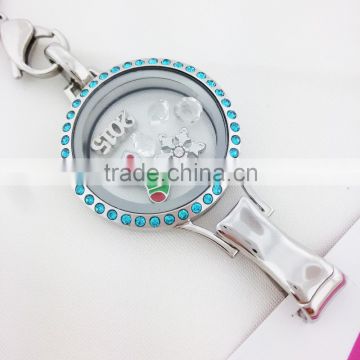 IN STOCK!! screw top twist face lockets lanyard (blue crystal)