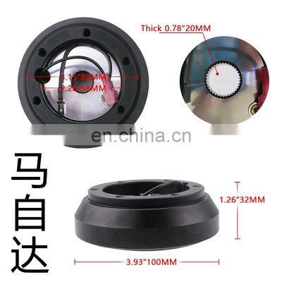 AOSU Black Aluminum 6 Hole Steering Wheel Base Connection Adapter Quick Release Hub Boss Kit For Mitsubishi