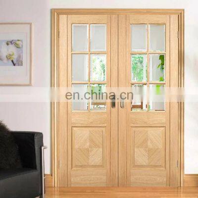 Modern residential glass wood swing doors exterior french wooden double front entry door