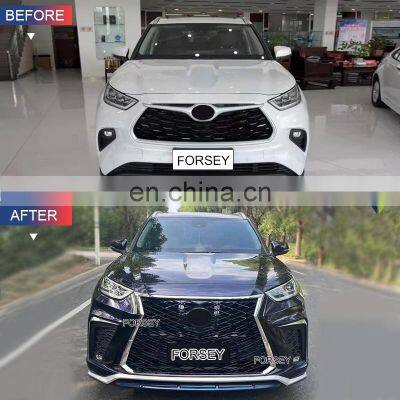 Car Bodykit for Toyota H-ighlander 2021 2022 Year Facelift Lexus LX600 Model With Front&Rear Bumpers and Grille