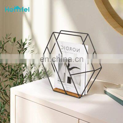 Metal Iron Wire Newspaper Bookcase Wholesale Bookshelf Trending 6 Slot Triangle Shape Desktop Magazine File Holder FOB Reference photo-2