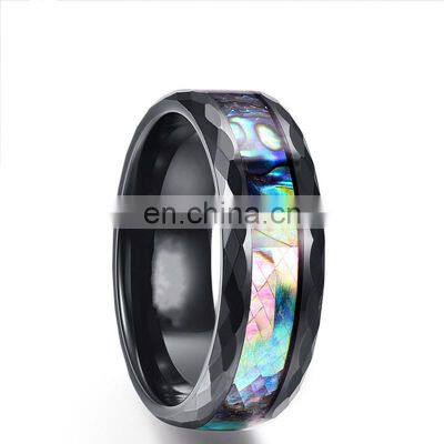 8mm Fashion Titanium Steel Ring Engagement Ring Inlaid Color Shell Men's Ring Wedding Men Jewelry Gift photo-3