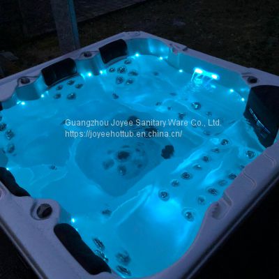 JOYEE 220×220×92cm 5 Persons Skirt Design Acrylic Whirlpool Massage Spa Hot Tub