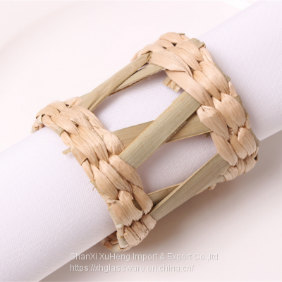 Dinner Table Serviette Buckles Eye-catching Long Lasting Straw Corn Husk Table Decoration Napkin Rings For Wedding