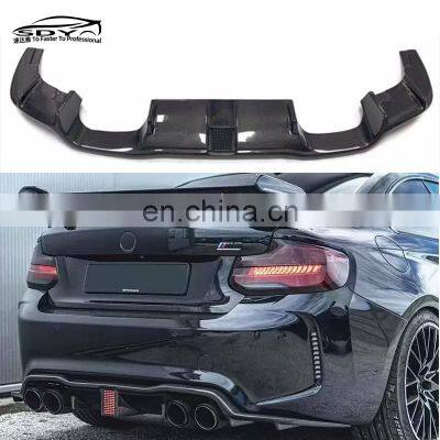F87 M2 Carbon Fiber V Style Rear Diffuser With LED Light For BMW M2 F87 Rear Bumper Lip