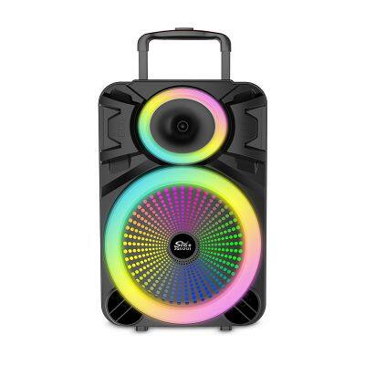 SING-E ZQS12121 12 Inch Portable Trolley Subwoofer Speaker With Colorful RGB Lights 60W Deep Bass Support Dual Wireless Mic