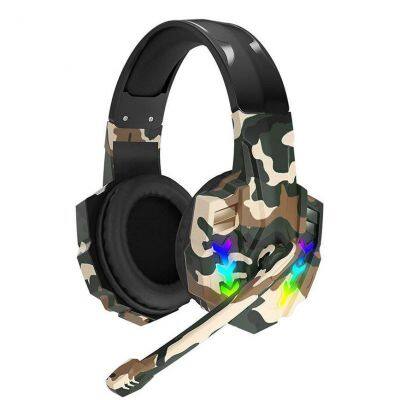 Camouflage Wired 3.5mm Cable RGB Gaming Headset 2.2M Earphone Super Bass Stereo Headphones