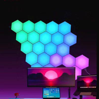 Luz LED cuántica hexagonal inalámbrica con sensor de movimiento, control por toque y sonido para decoración de dormitorio, luces nocturnas