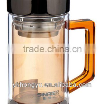 300ml High grade glass tea cup with handle