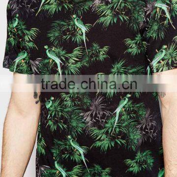 China Wholesale Cheap Price T-Shirt With All Over Tropical Bird Print photo-3