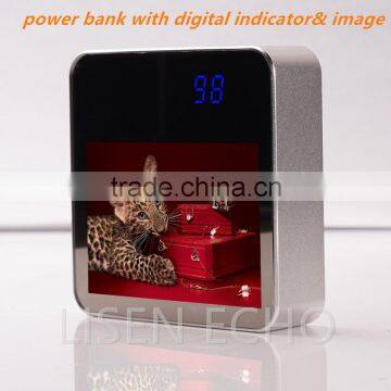 Mirror power bank polymer cell 6600mah with digital indicator and clear advertising