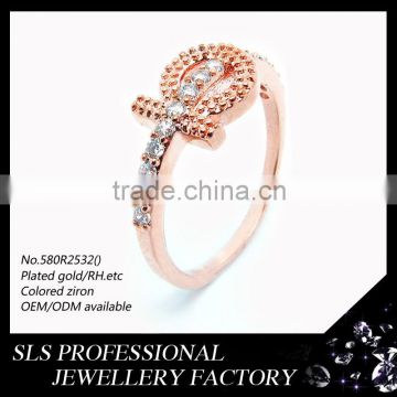 hot selling for ladies or girls rose gold plated 925 silver diamond rings silver ring designs for girl