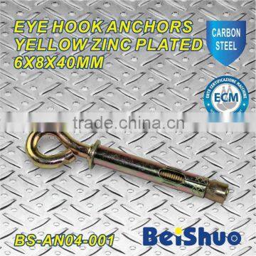 BS-AN04-001 eye hook type sleeve anchor yellow zinc plated