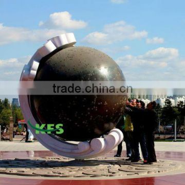 Stainless steel square put large ball sculpture