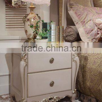 New French Rococo Style Purple Bedroom Furniture Set Wood High Back Full Leather Bed photo-4