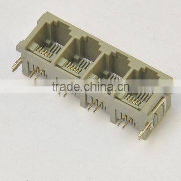 RJ11 1*4 port Modular PCB jack/socket unshield