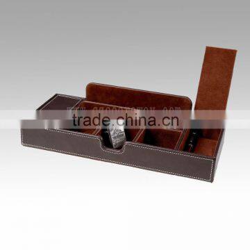 Faux Leather desk organiser for stationery with pen pot holder factory