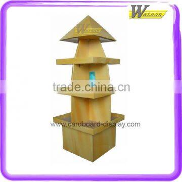 Stable multifunctional tall floor free cardboard display shelf