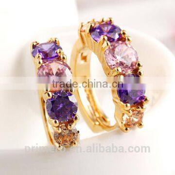 Hot Sell Gold Plated Purple Crystal Jewelry Round Zirconia Design Earrings Chinese photo-3