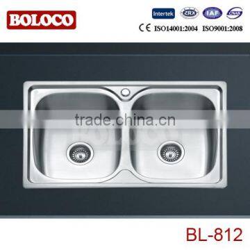 double bowl stainless steel sink BL-812