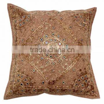 Mirror work design cushion cover