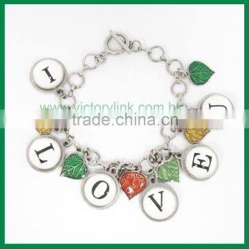 Alphabet Zinc Alloy Charms custom Metal bracelet