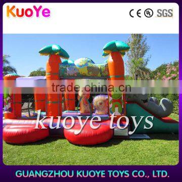 cheap inflatable slide and jump combo with animals