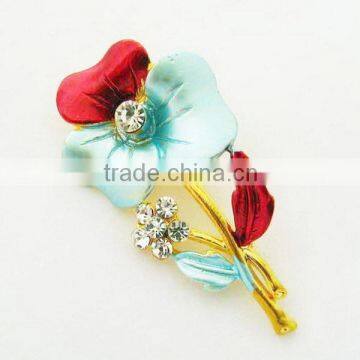 Gold platting enamel &crystals flower brooch fashion wholesale brooch pin china yi wu supplier