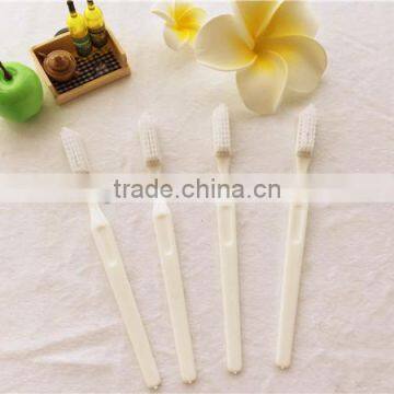 Wholesale disposable hotel plastic white round head 162mm toothbrush PP silk