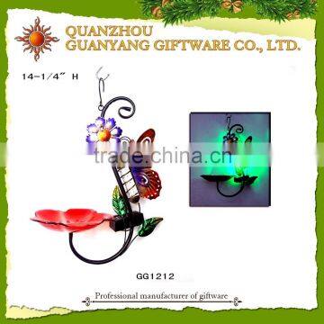 Glass metal bird feeder decorations hangers with solar light