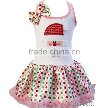 Baby Xmas Bling Santa Colorful Polka Dots Petti Pettiskirt Tutu Party Dress