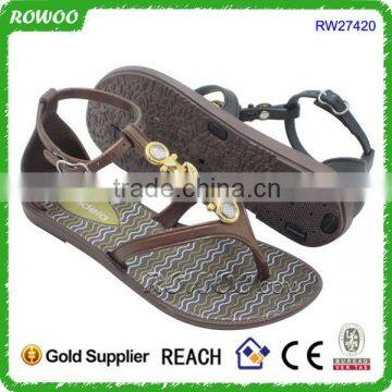 Elegant ladies summer flat sandals ladies brown sandles casual shoes casual fashion ladies flat sandals