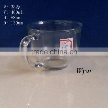 500ml huge glass drinking mug with handle SLCc3