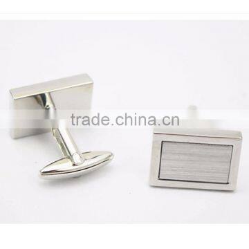 Two Tone Blank Rectangle Silver Cufflinks For Mens