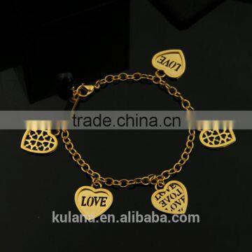 Wholesale stainless steel charm bracelets uk Love heart Bracelet 9309