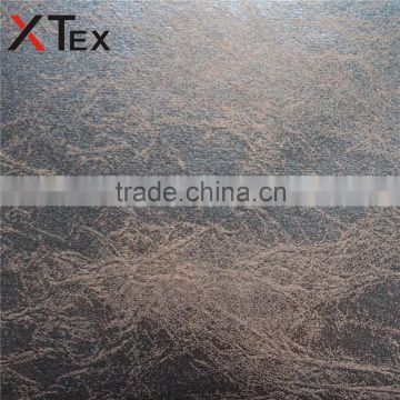 Heavyweight distressed dark rusty brown plain style faux suede leather fabric, upholstery furniture fabric suppliers in china