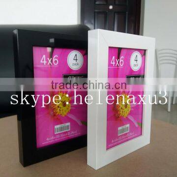 black and white color classical cheap Plastic photo frame in 4x6in for home decorative