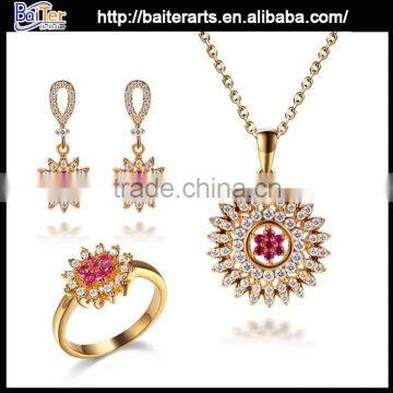 hot sale 18 carat gold plated jewelry sets,alloy18k rold gold plated cubic zircon jewelry set