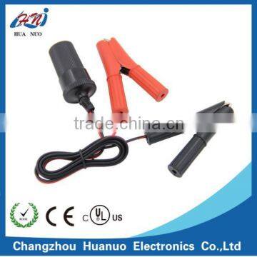 Cigarette lighter socket to Alligator clips with electrical cable