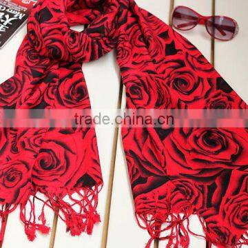 Fashion pashmina rose flower printing scarf