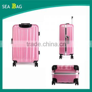 High Quality Pink color ABS Aluminum Frame Luggage Suitcase