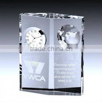 Novelty Design Personalized Crystal Clock Trophy for Corporate Awards