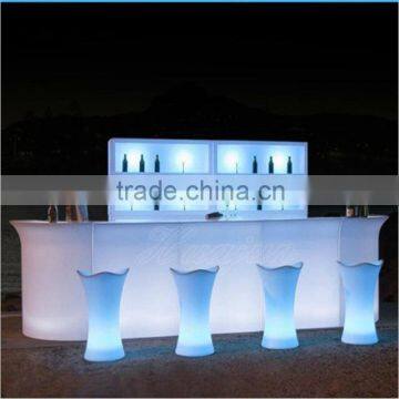 Modern PE Plastic Bar counter Set high bar cocktail table white plastic LED Furniture led bar table