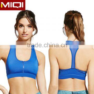 Wholesale Four Way Stretch Nylon Spandex Ladies Fitness Gym Wear Tops Sexy Dri Fit Fashionable Sport Bra with Zipper