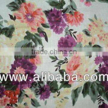 Cotton printed voile/printed gauze/fabric for women / White Bottom Flower Printed Light Fabric 100% Cotton Voile