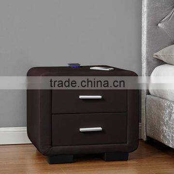 Italian Design Faux Leather PU Bedeside Table or Night Stand With Two Drawers Quality Choice photo-3