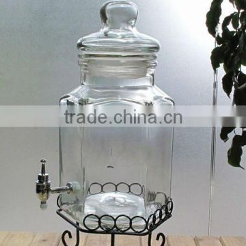 High Quality Clear Hexagon glass beverage dispenser